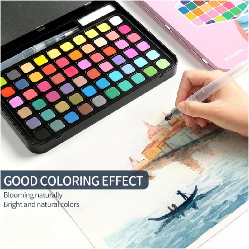 Portable 60-piece Concentrated Colour Block Paint Set with Brush - SuperSaverAU - view 2