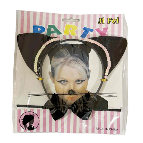 Party Cat Dress-Up Set - 3 Pieces Ears, Whiskers, Bowtie for Fun Celebrations - SuperSaverAU - view 1