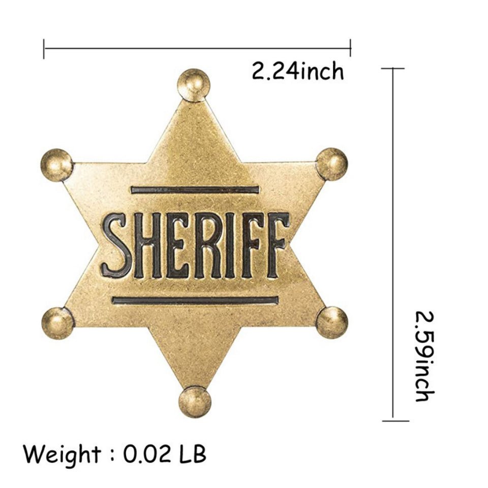 Premium Metal Sheriff Badge – Ancient Bronze Western Costume Accessory