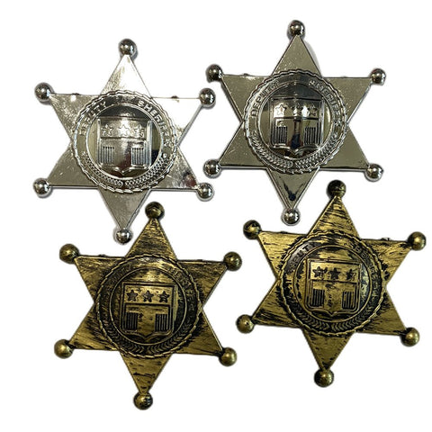 4-Pack Plastic Sheriff Badges - Party Fun Accessory - SuperSaverAU - view 1