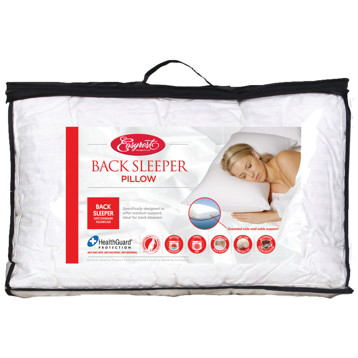 Easy Rest Back Sleeper Pillows with Gusseted Support - Machine Washable - SuperSaverAU - view 1