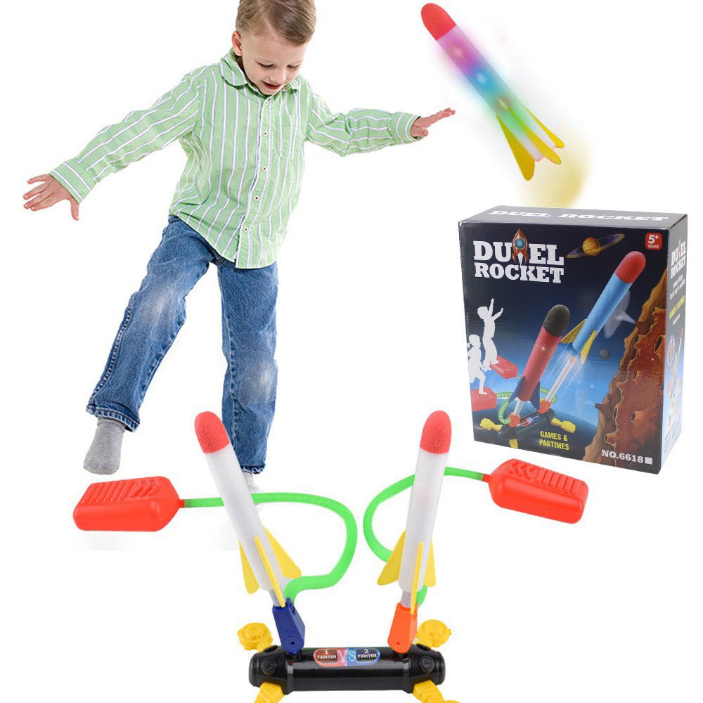 Air Power Foam Dual Rocket Shoot Up Foot Launcher - 2 Pumps + 6 Rockets - SuperSaverAU - view 1