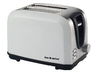 BOS & SARINO 2 Slice White Toaster with Browning Control