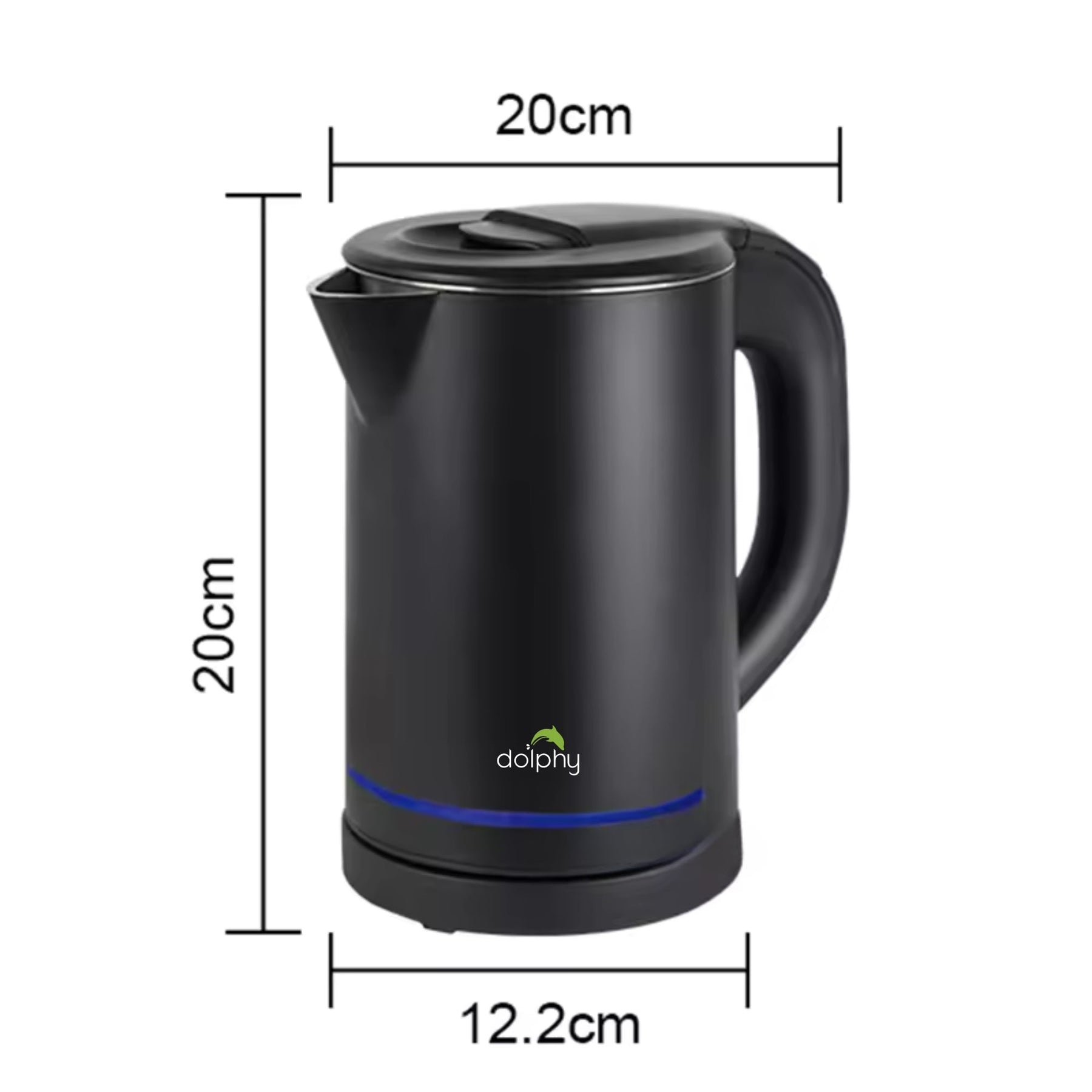 0.8L Electric Kettle Matt Black With Light Design - SuperSaverAU - view 3