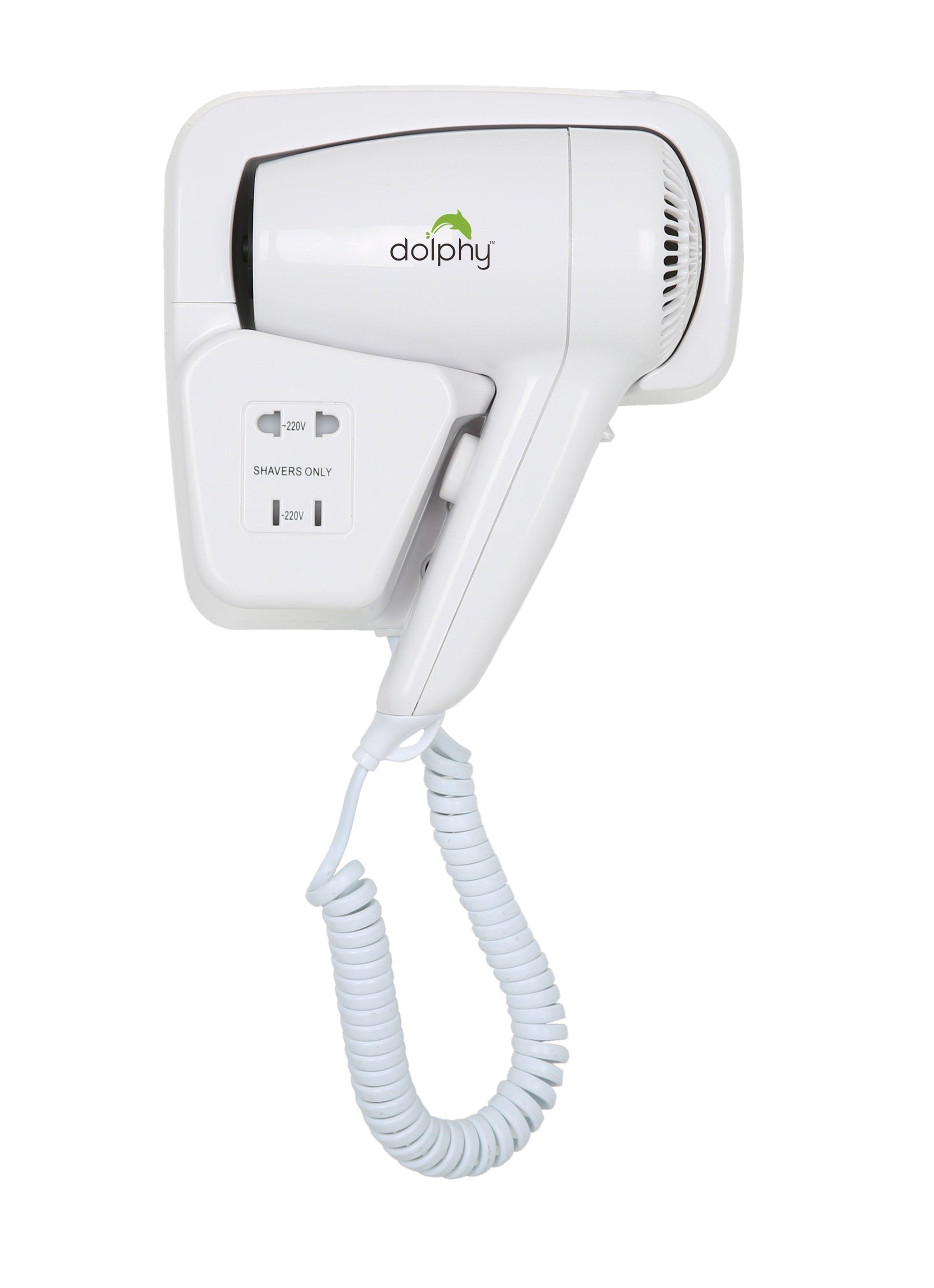 Dolphy White Wall Mounted Hair Dryer 1200W with Shaver Socket