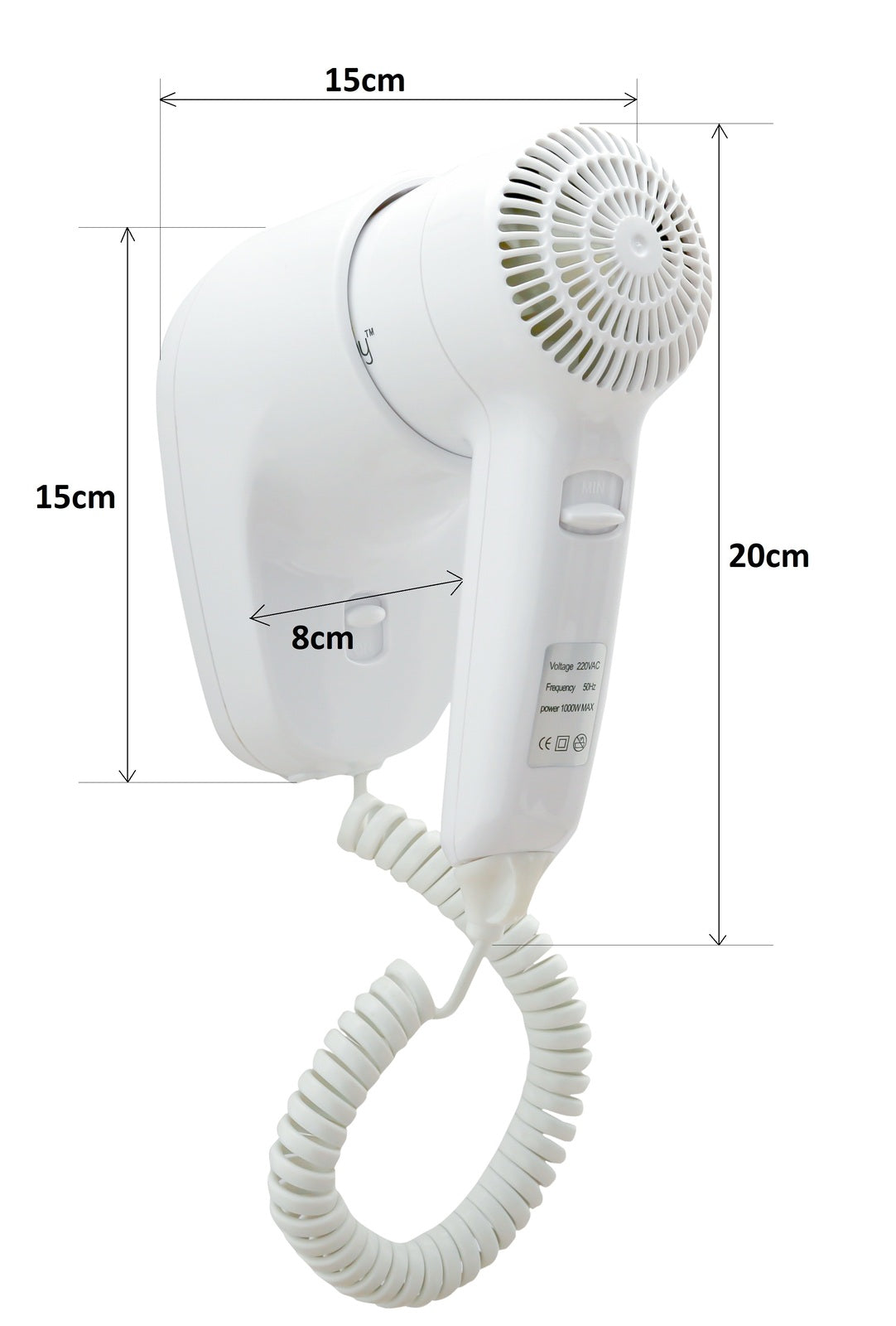 Dolphy Wall-Mount Hair Dryer 1200W - White, Compact Design - SuperSaverAU - view 3