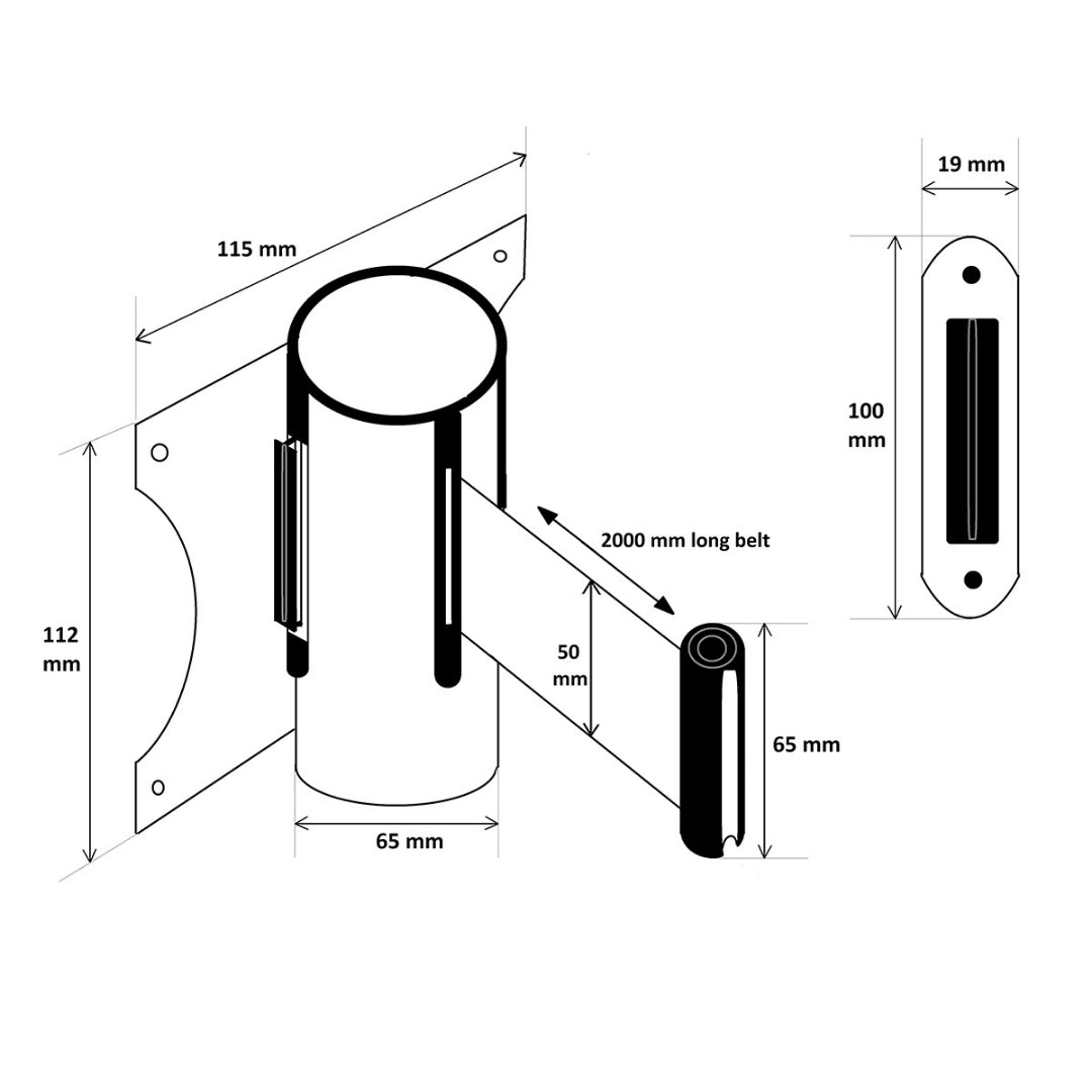 Wall Mounted Retractable Queue Barrier Belt - SuperSaverAU - view 2