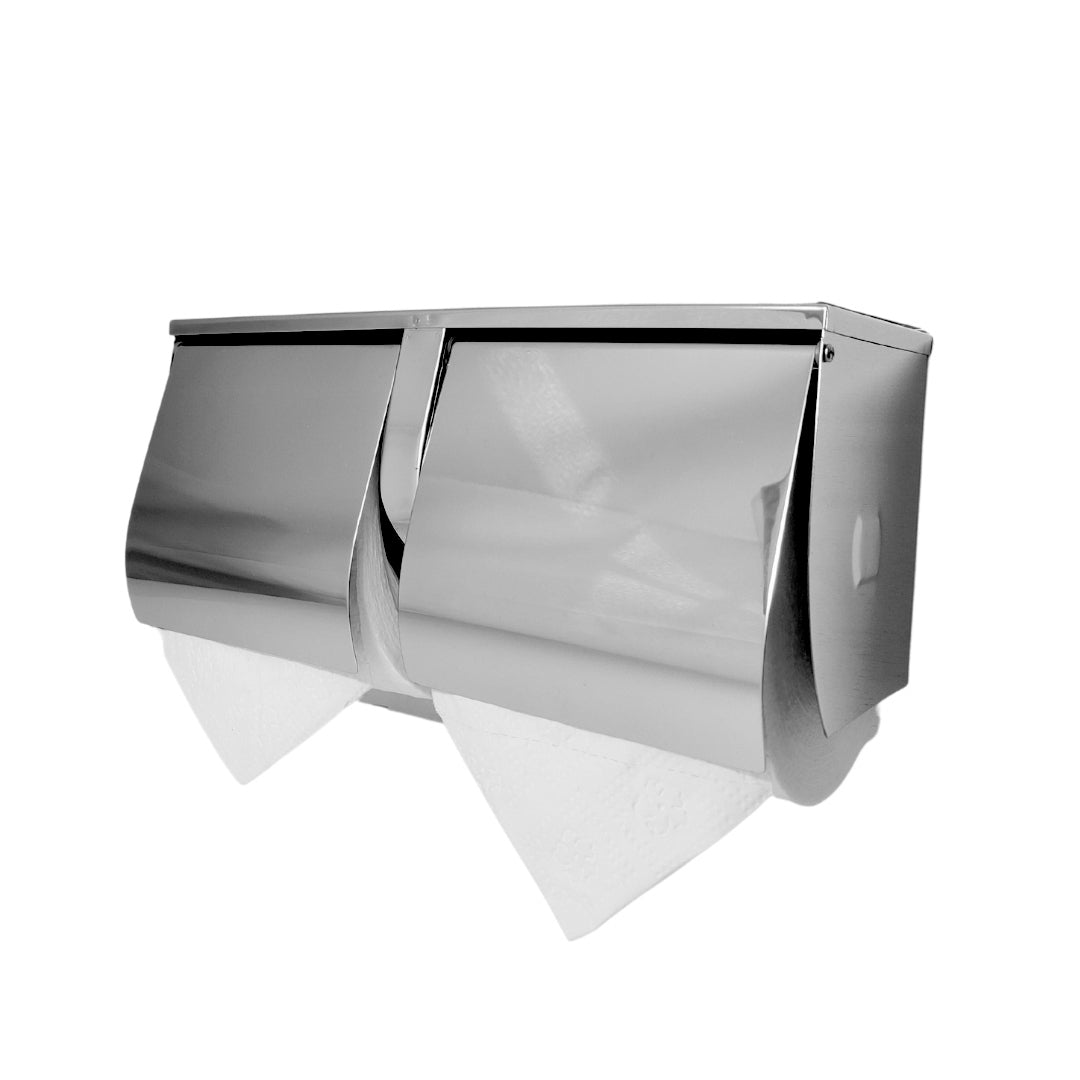 Premium Stainless Steel Double Toilet Roll Holder – with Shelf