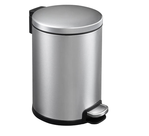 Premium Round Stainless Steel Pedal Bin – Silver 6L Soft Close