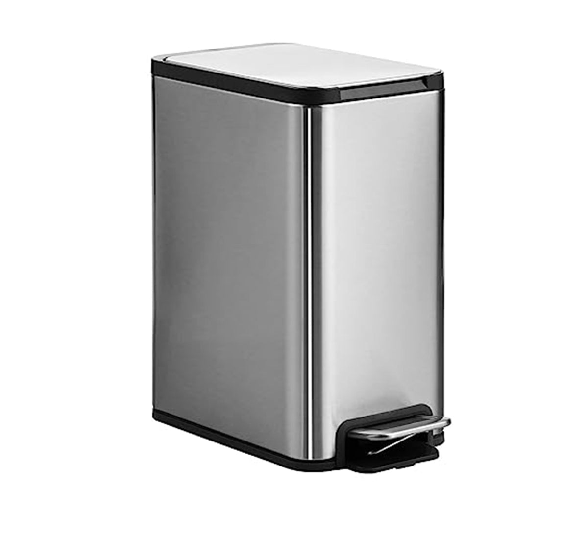 Premium Rectangular Stainless Steel Pedal Bin – Silver 8L Soft Close