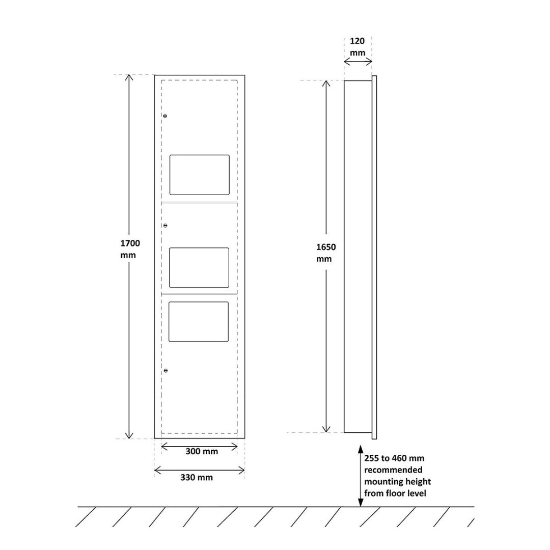 Dolphy 3-in-1 Washroom Recessed Panel - Stainless Steel - SuperSaverAU - view 2