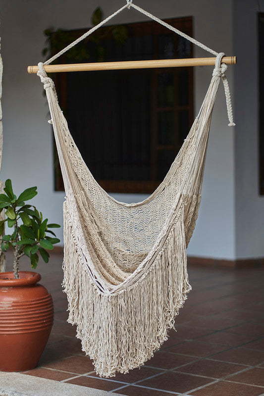 Premium Mayan Legacy Cotton Rope Mexican Hammock Swing - Ivory