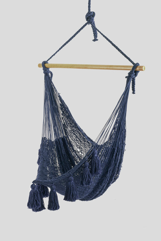 Deluxe Extra Large Mexican Hammock Chair - Outdoor Cotton, Blue, Double Stitched - SuperSaverAU - view 3