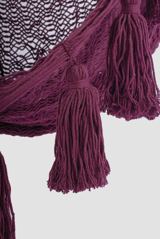 Deluxe Extra Large Mexican Hammock Chair - Outdoor Cotton, Maroon, Double Stitched - SuperSaverAU - view 2