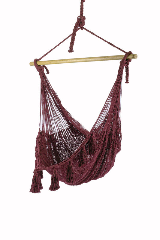 Deluxe Extra Large Mexican Hammock Chair - Outdoor Cotton, Maroon, Double Stitched - SuperSaverAU - view 3