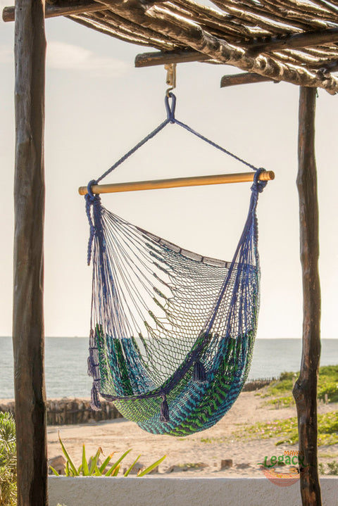 Mayan Legacy Extra Large Outdoor Cotton Mexican Hammock Chair - Caribe Colour - SuperSaverAU - view 1