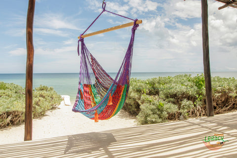 Mayan Legacy Extra Large Outdoor Cotton Mexican Hammock Chair - Colorina - SuperSaverAU - view 1