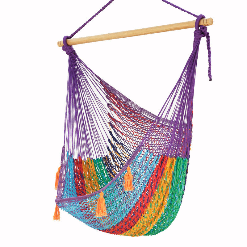 Mayan Legacy Extra Large Outdoor Cotton Mexican Hammock Chair - Colorina - SuperSaverAU - view 2