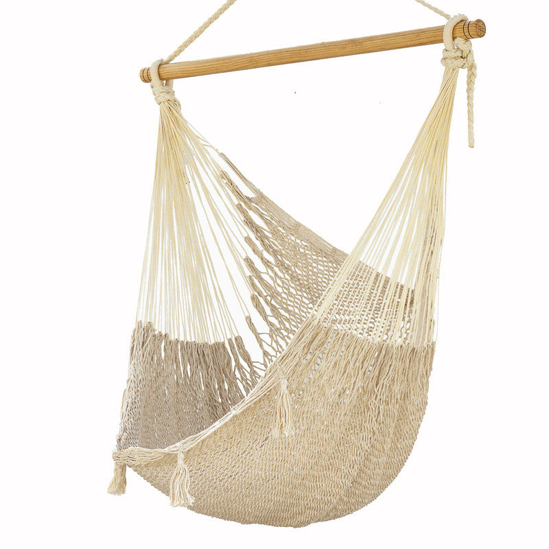 Mayan Legacy Extra Large Outdoor Cotton Mexican Hammock Chair - Cream Colour - SuperSaverAU - view 6