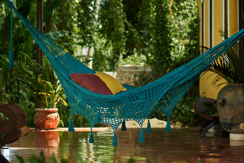 Mayan Legacy King Size Hammock - Handwoven Cotton with Crocheted Tassels - SuperSaverAU - view 1