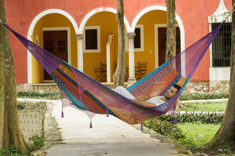 Mayan Legacy King Size Hammock - Handwoven Cotton with Crocheted Tassels - SuperSaverAU - view 1