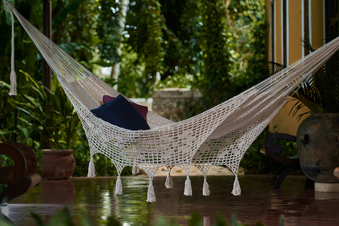Mayan Legacy King Size Hammock - Handwoven Cotton with Crocheted Tassels - SuperSaverAU - view 1