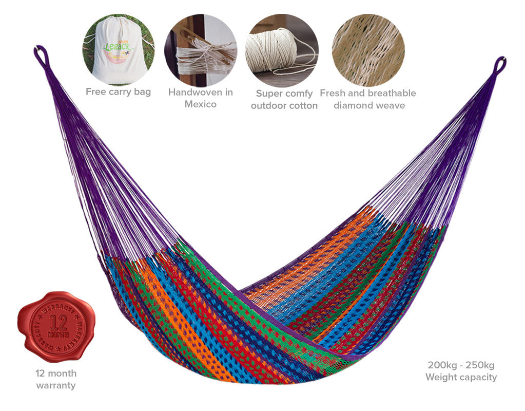 Mayan Legacy Queen Size Outdoor Cotton Hammock - Hand Woven, Free Shipping - SuperSaverAU - view 3