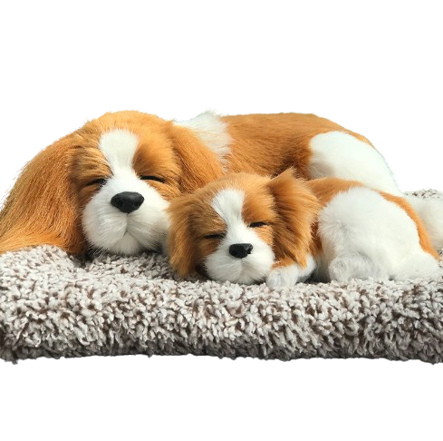 Sleepy Tails Mother and Baby King Charles Cavalier Plush Pets 25cmL x 20cmW - SuperSaverAU - view 1