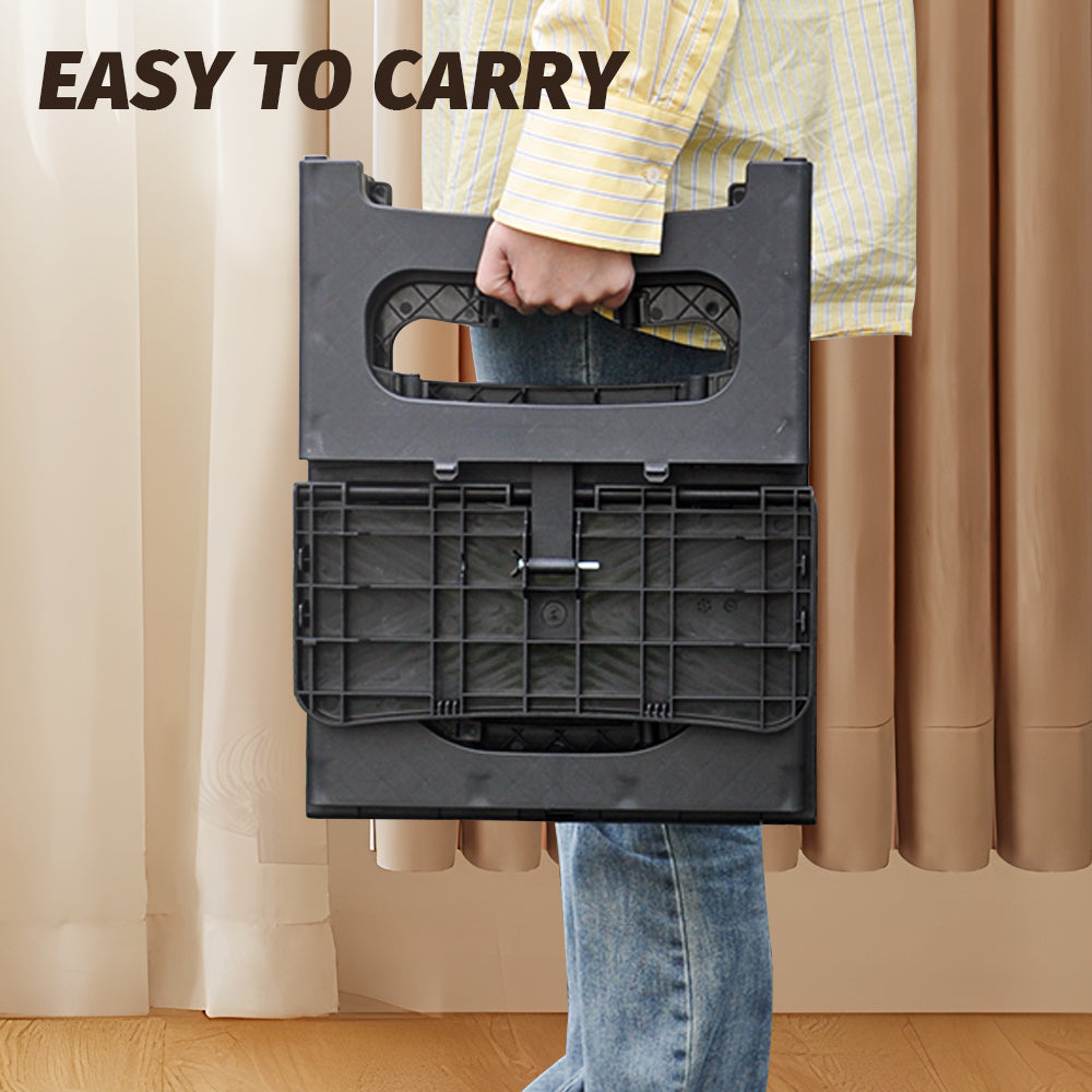 Black Folding 2 Step Stool Non-Slip Collapsible PP Ladder for Home Bathroom Kitchen