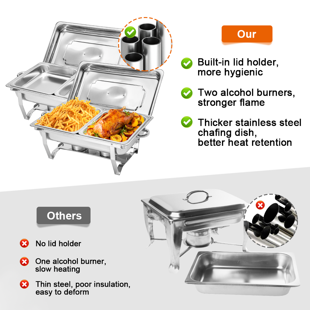 Alston 9L Stainless Steel Bain Marie Chafing Dish Set - 2 x 4.5L Pans