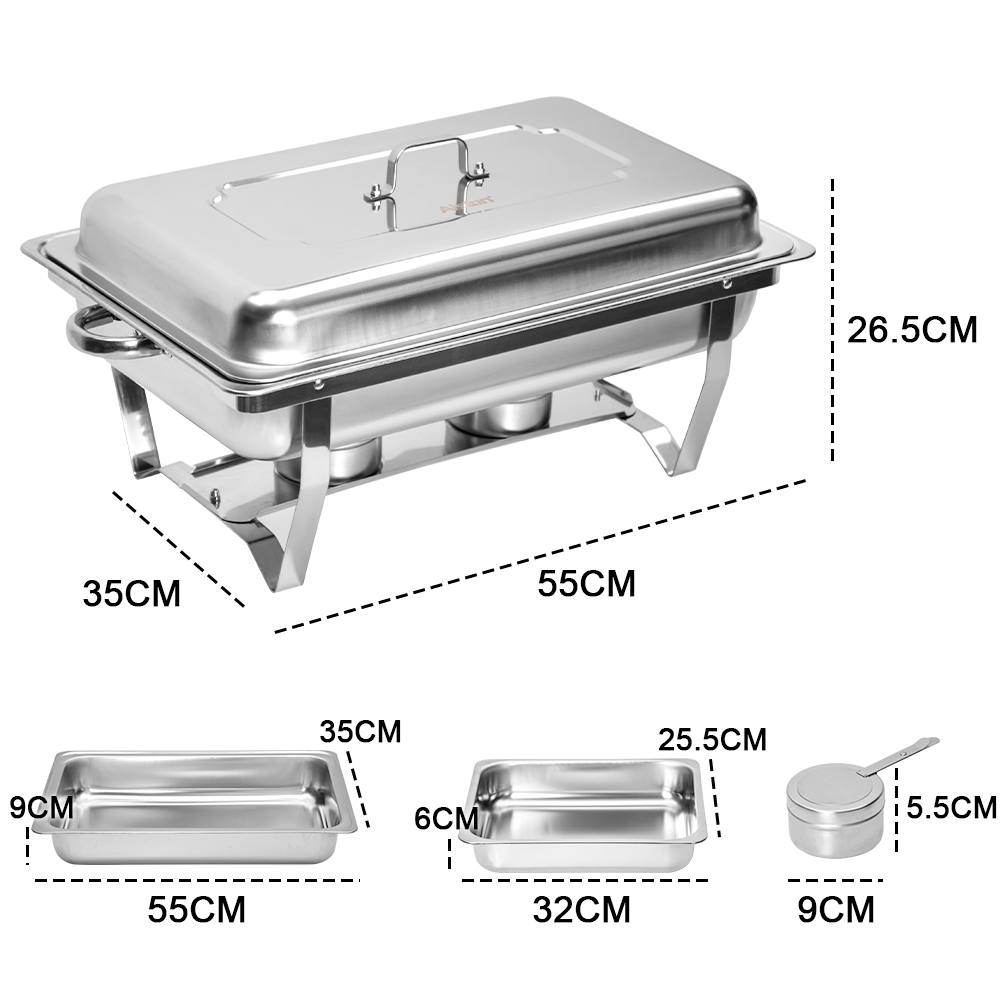 Alston 9L Stainless Steel Bain Marie Chafing Dish Set - 2 x 4.5L Pans