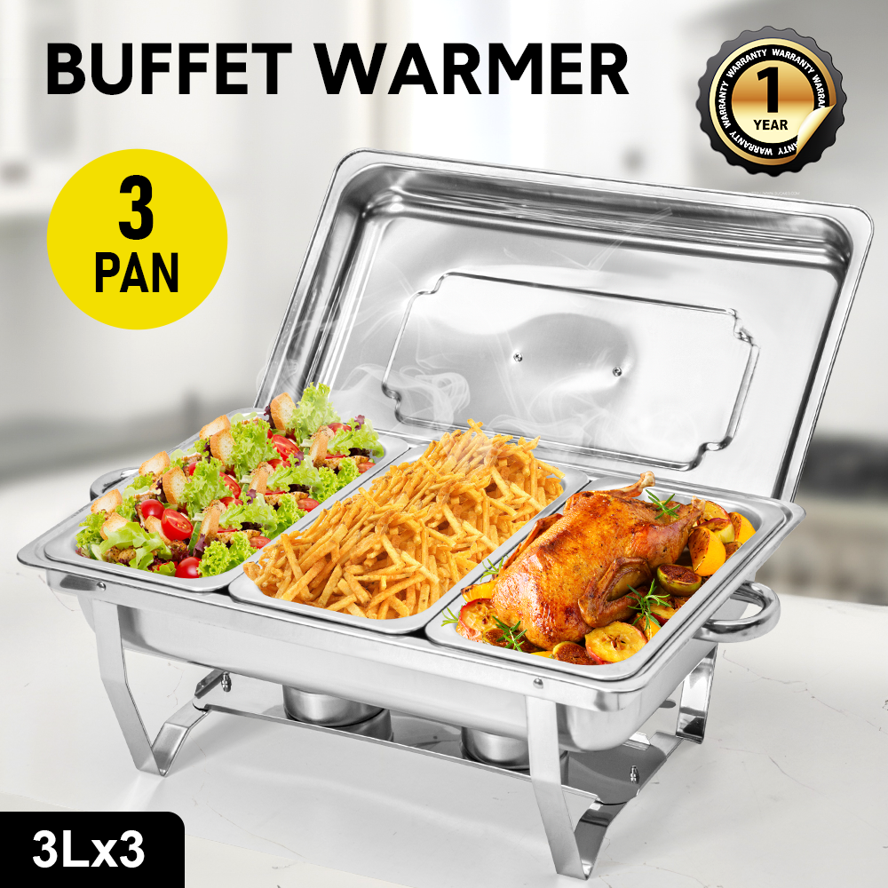 Alston 9L Stainless Steel Bain Marie Chafing Dish Set - 3 x 3L Pans