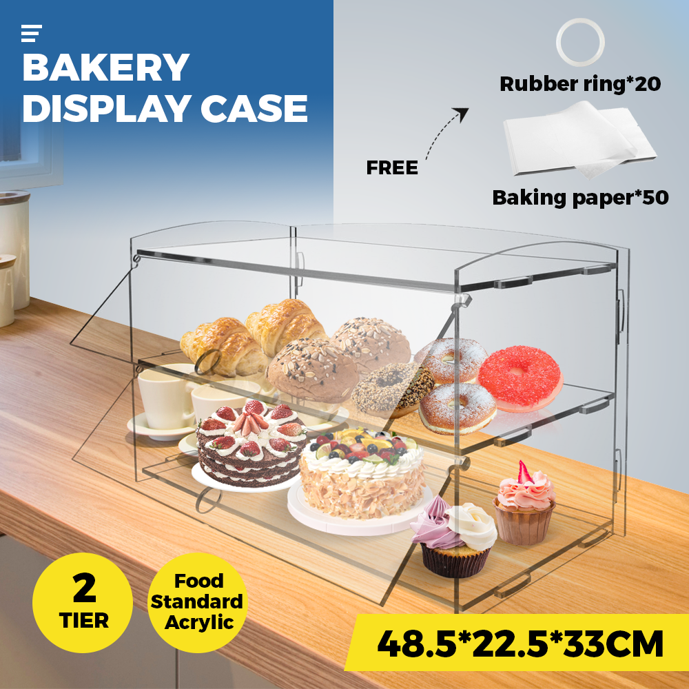 Alston 2-Tier Acrylic Bakery Display Case – Transparent 225 x 485 x 330mm