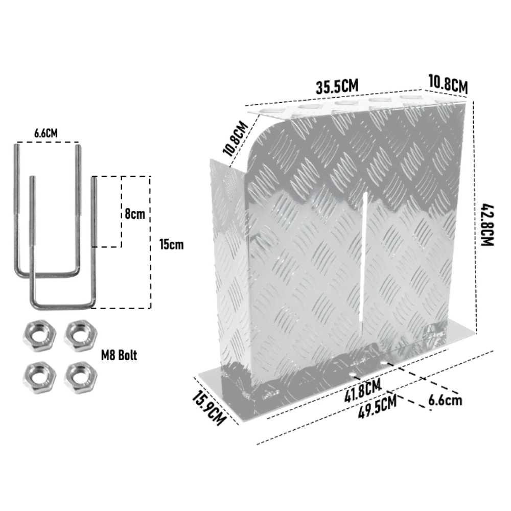 Alpen Outdoor 2mm Aluminium Diesel Heater Fuel Tank Cover - Left Side Silver