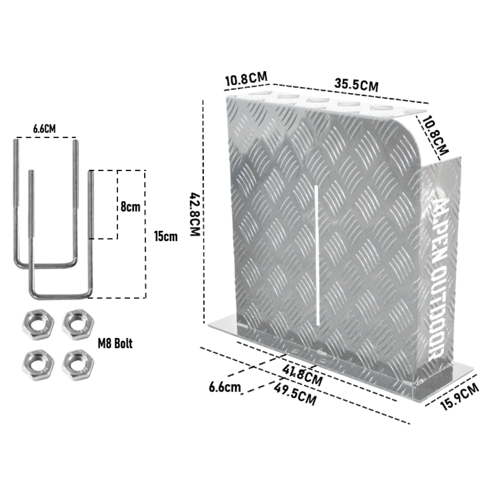 Alpen Outdoor 2mm Aluminium Diesel Heater Fuel Tank Cover - Right Side Silver