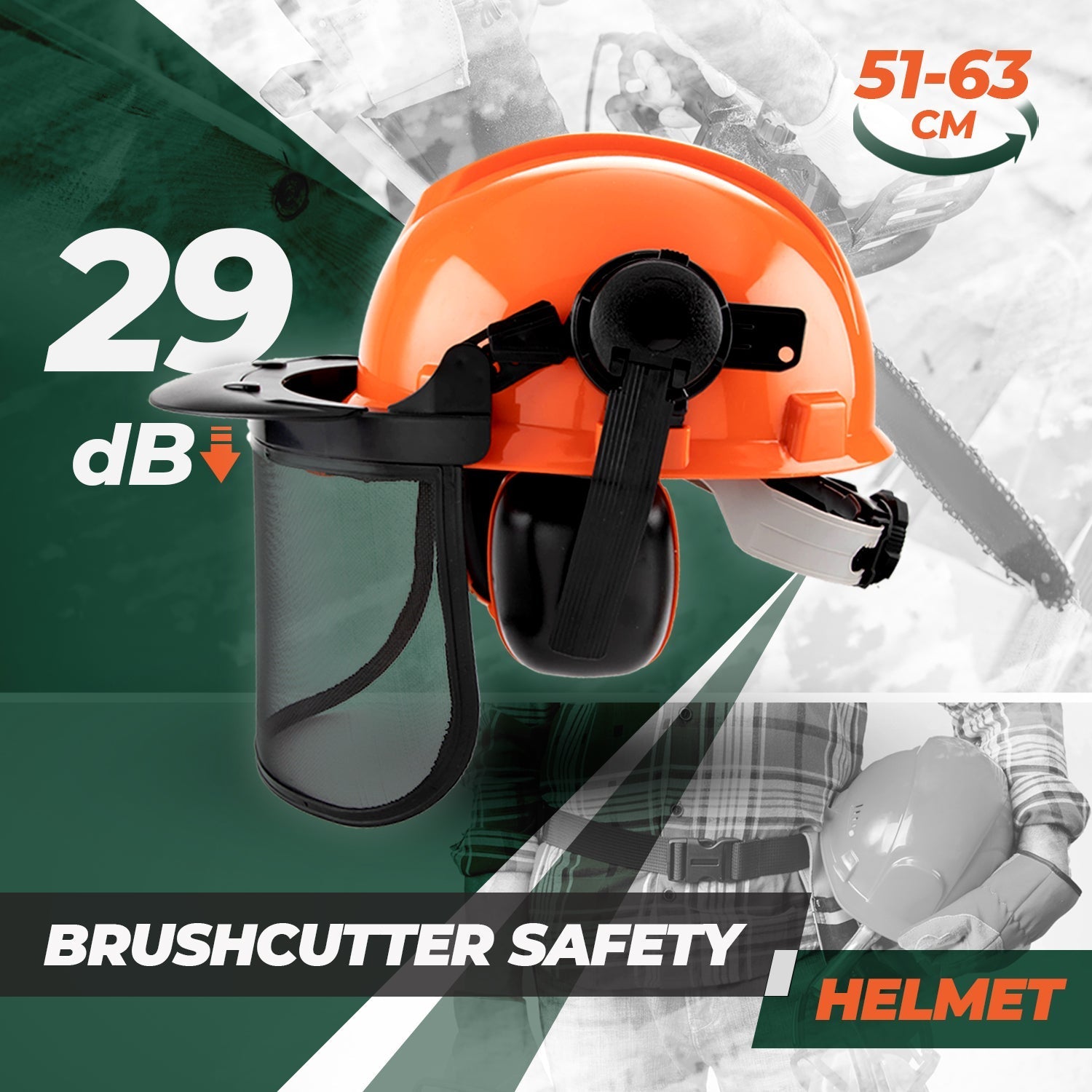 Premium Chainsaw Safety Helmet with Mesh Visor & 29dB Ear Muffs