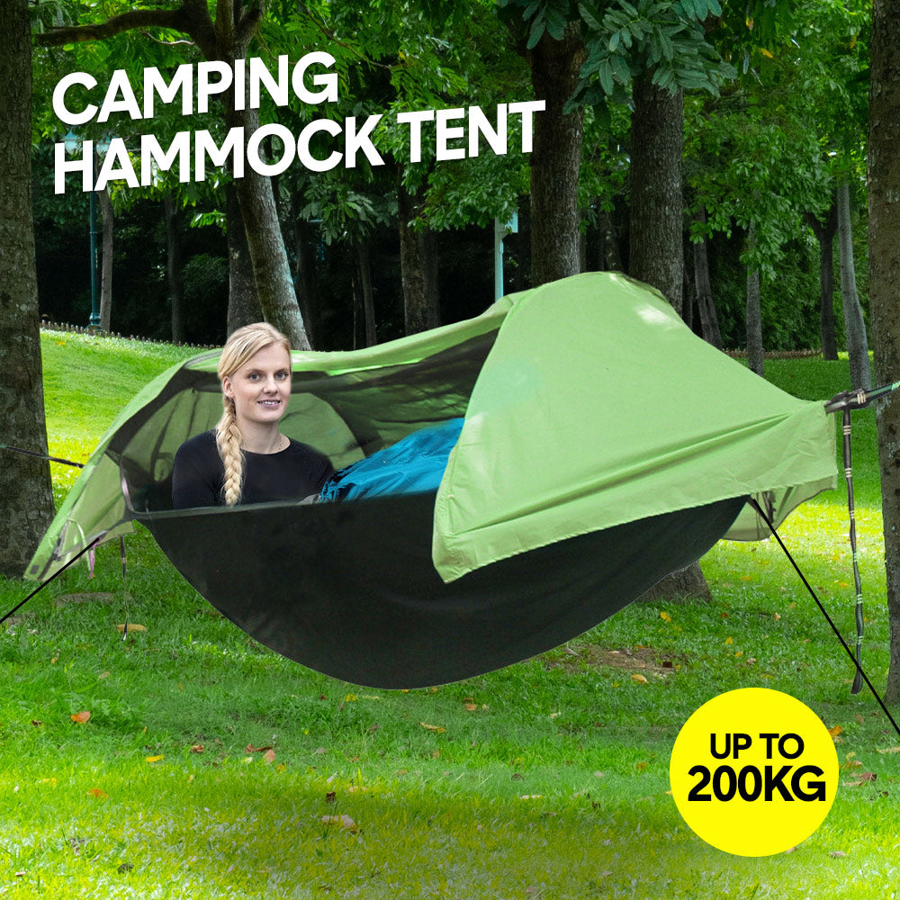 Premium Waterproof Hammock Tent – Green 270 x 140cm with Mosquito Net
