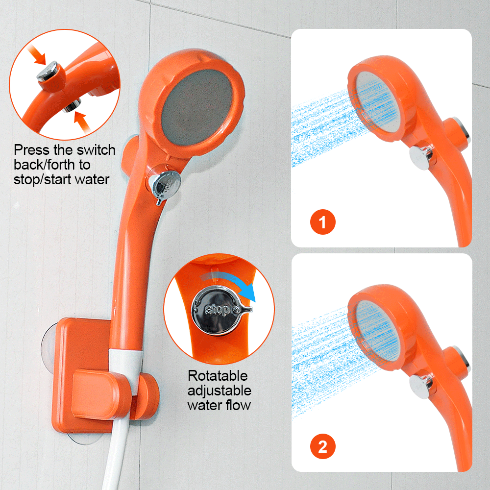 Premium Portable Camping Shower with Digital Display - Orange