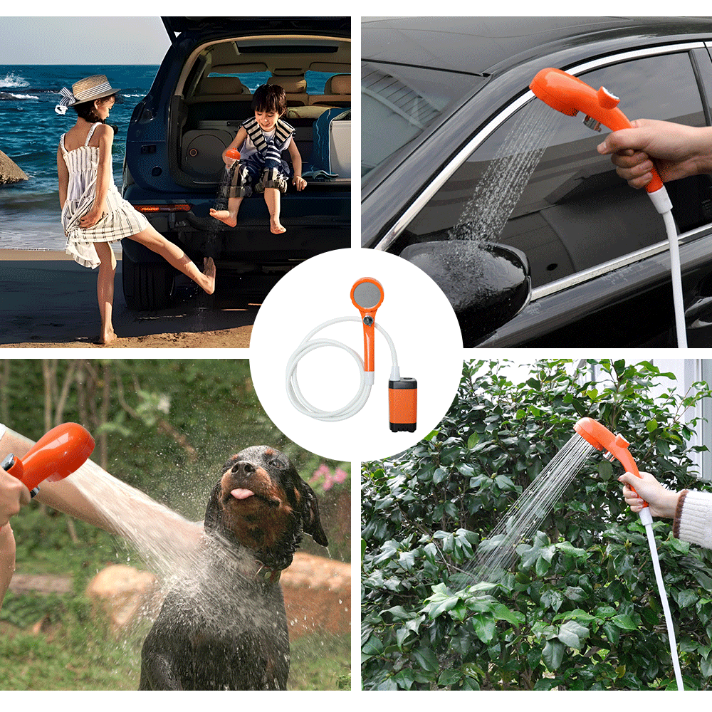 Premium Portable Camping Shower with Digital Display - Orange