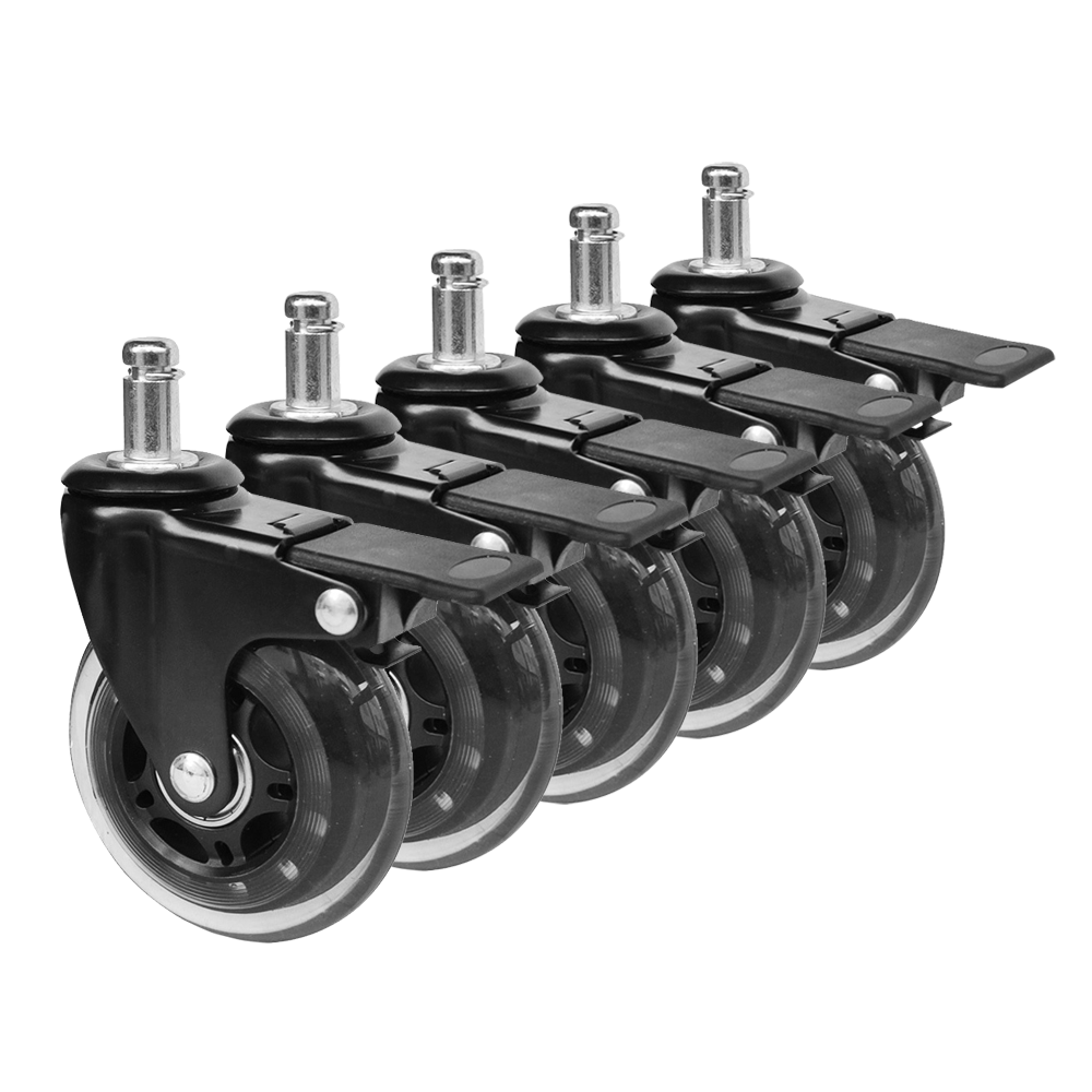 5 Pcs Office Chair Caster Wheels 360 Rotatable Replacement Wheels with Locks