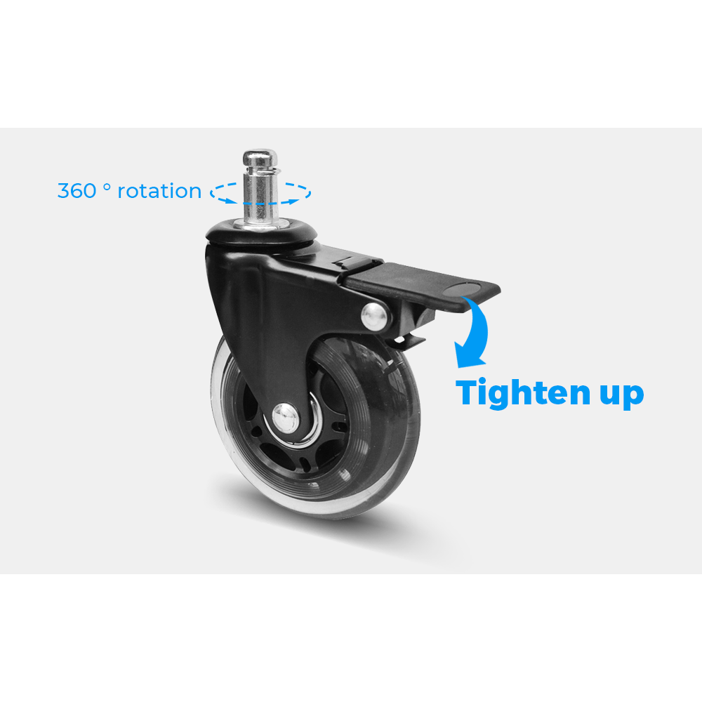 5 Pcs Office Chair Caster Wheels 360 Rotatable Replacement Wheels with Locks