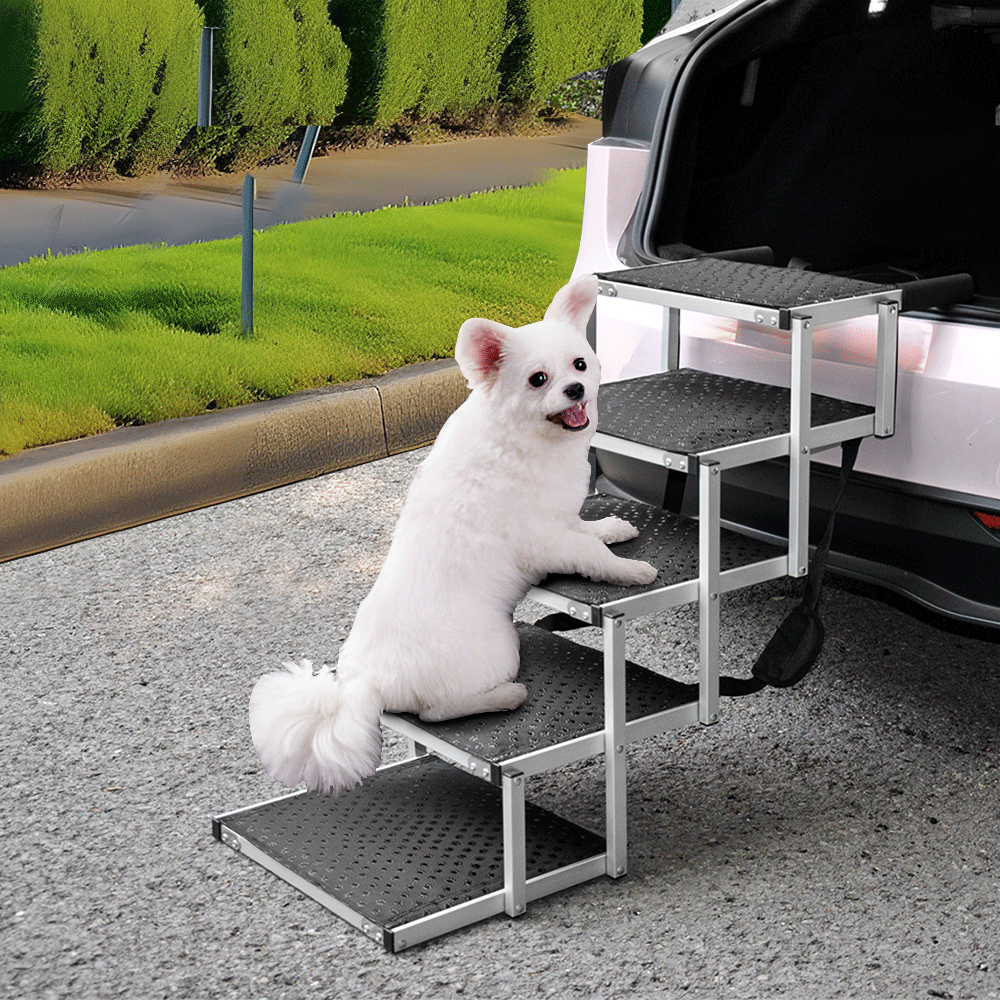 Premium Folding 5-Step Dog Stair Aluminium Ramp - 70kg Load