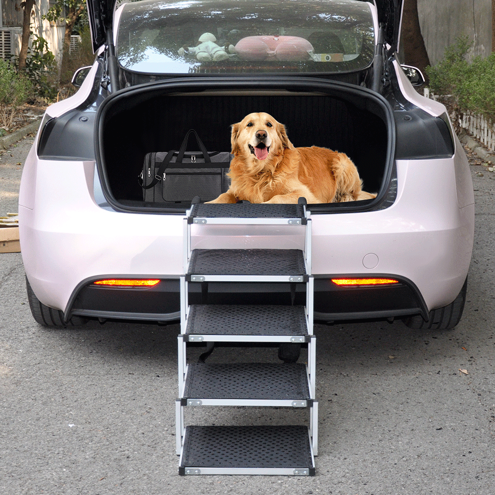 Premium Folding 5-Step Dog Stair Aluminium Ramp - 70kg Load