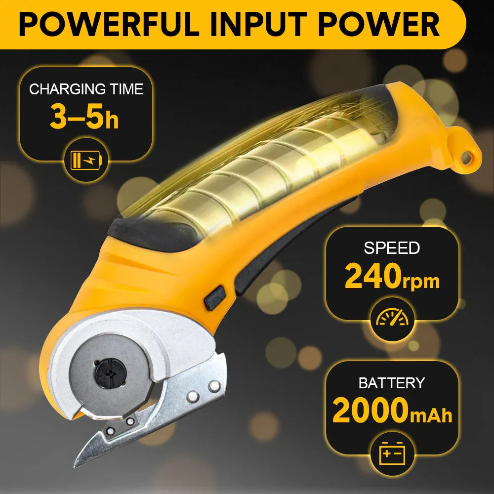 Premium Cordless Electric Scissors – Yellow 4.2V Rechargeable Cutter with Safety Lock