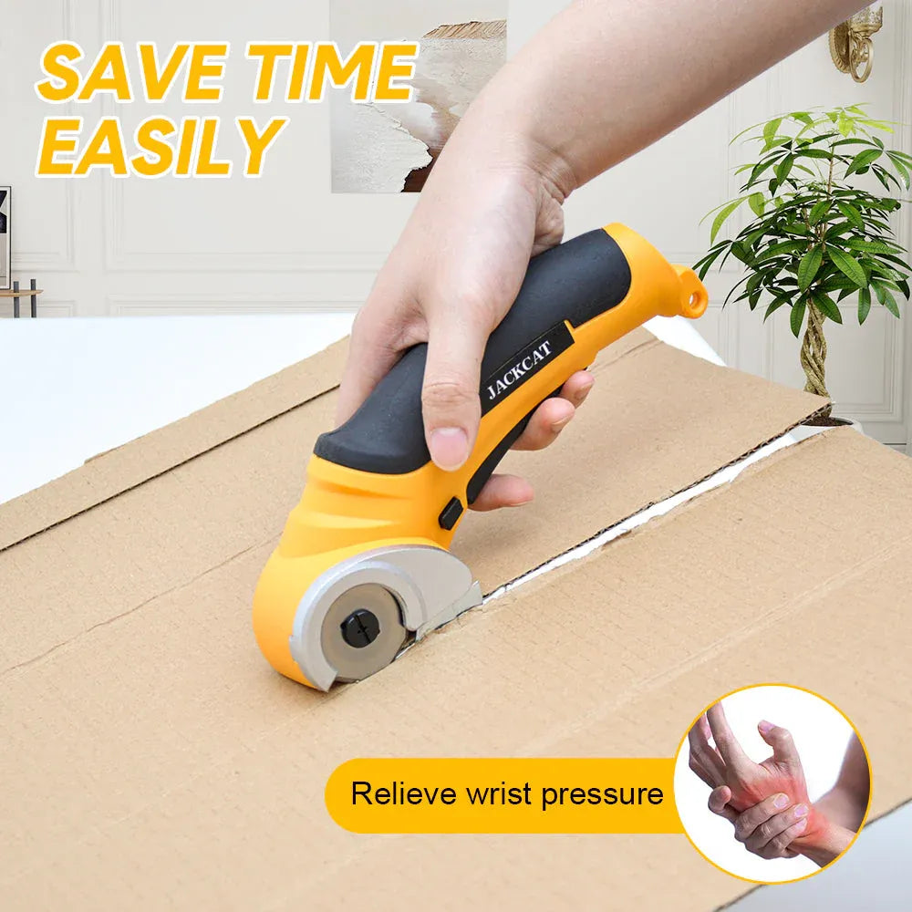 Premium Cordless Electric Scissors – Yellow 4.2V Rechargeable Cutter with Safety Lock