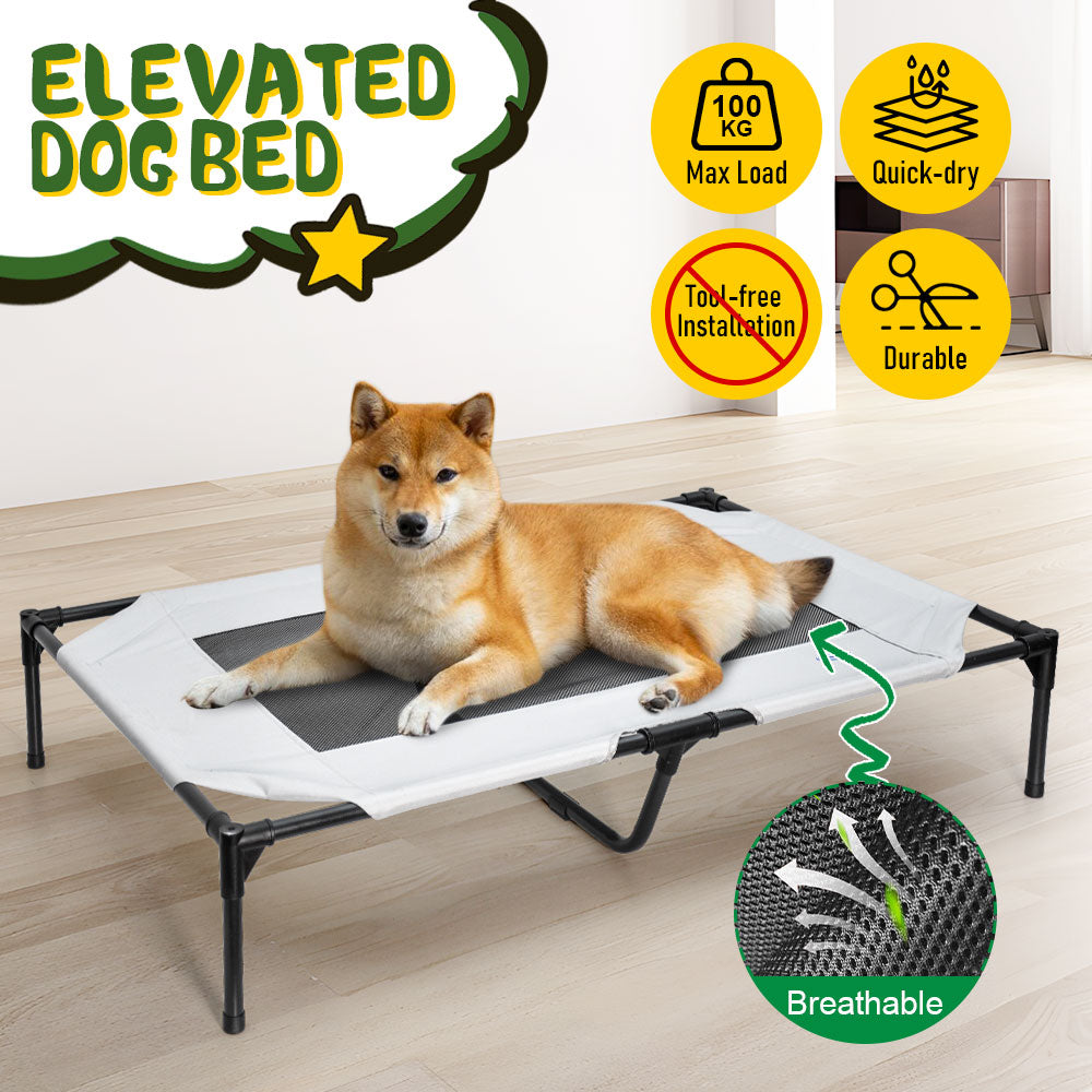 Premium Raised Dog Bed Large with Breathable Mesh - 123 x 80 x 22cm