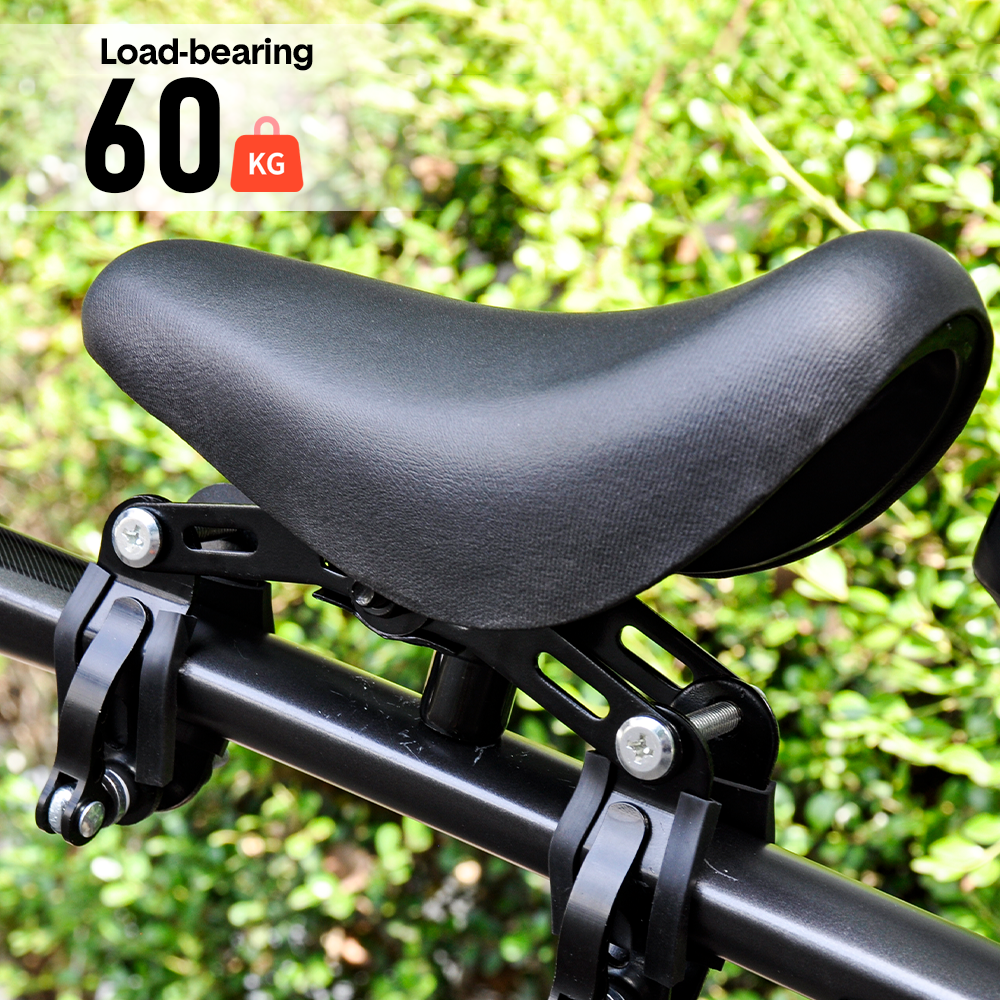 Premium Black 3-in-1 Kids Front Bike Seat with Handlebar & Foot Pedal
