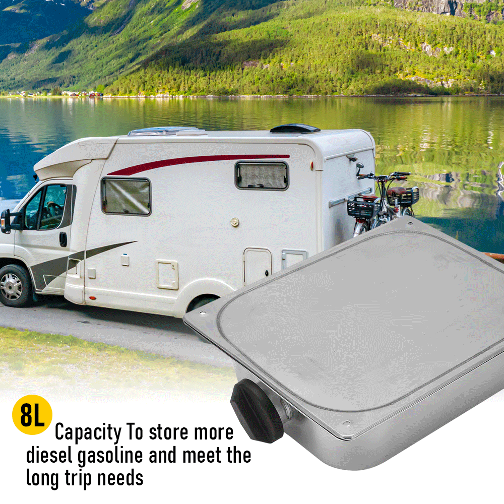 Premium 8L Stainless Steel Diesel Heater Fuel Tank 6.5L Usable