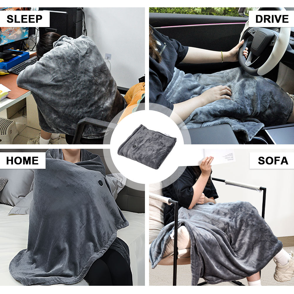 Premium USB Heated Blanket Shawl – Grey 150 x 80cm, 3 Heat Settings