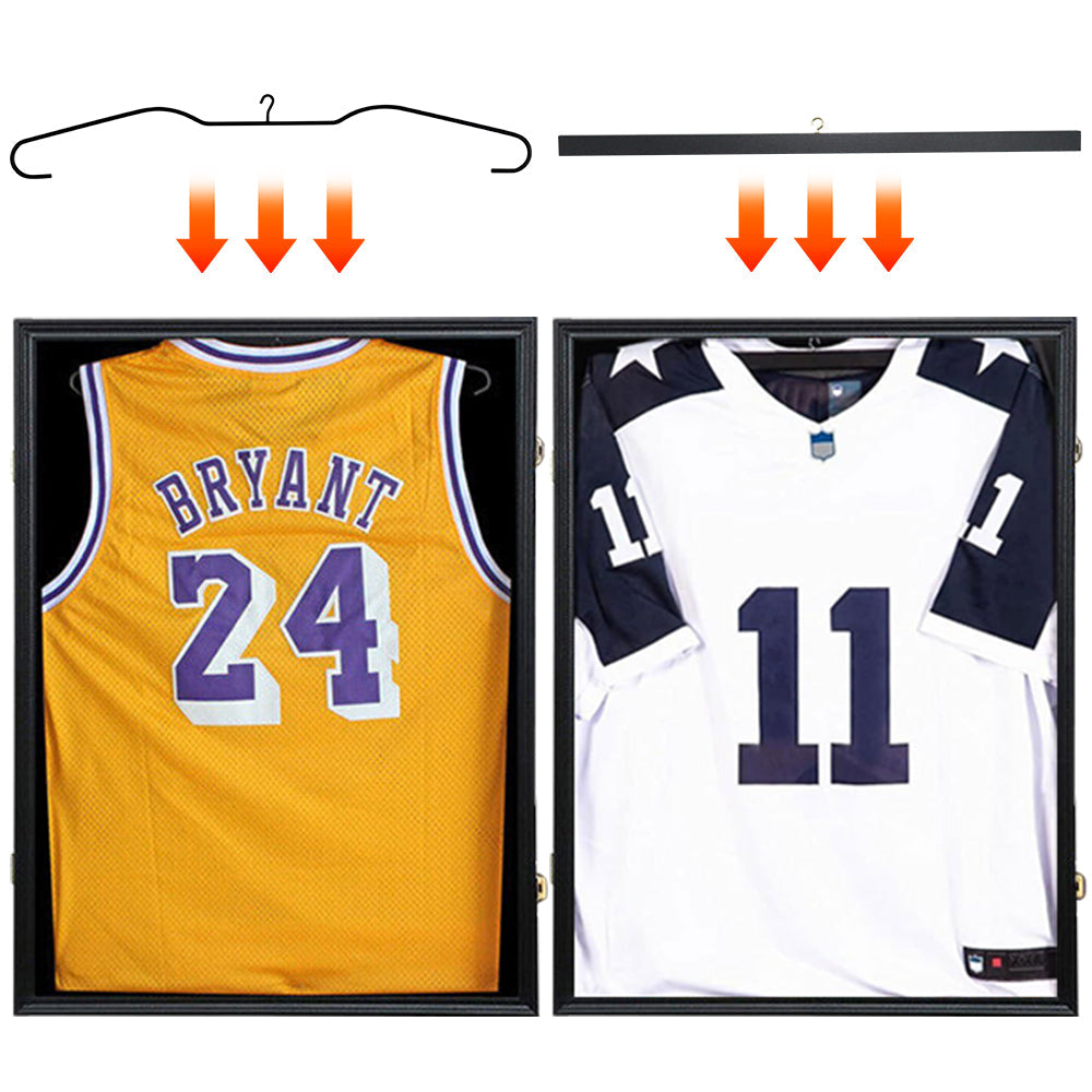 Premium Black Lockable Jersey Display Frame with UV Protection Acrylic